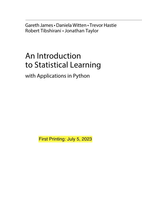 An Introduction to Statistical Learning with Python cover